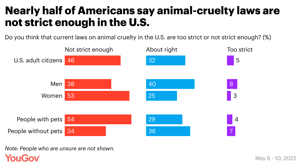 Nearly half of Americans support strengthening laws around animal cruelty |  YouGov
